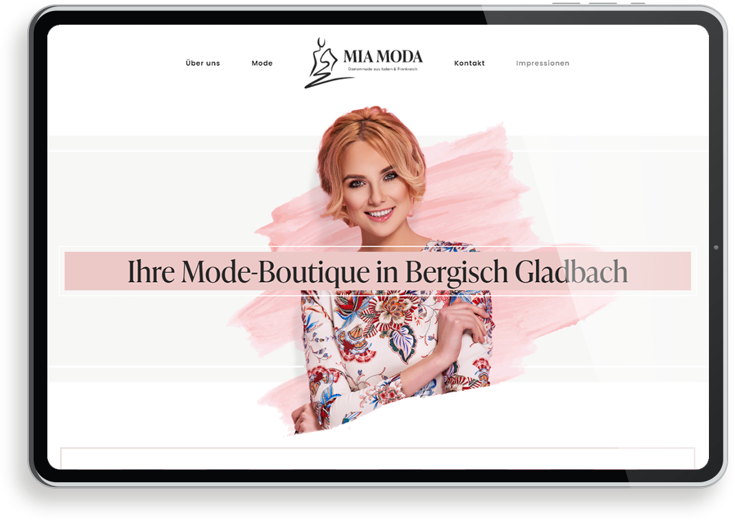 Mia Moda Tablet Webdesign